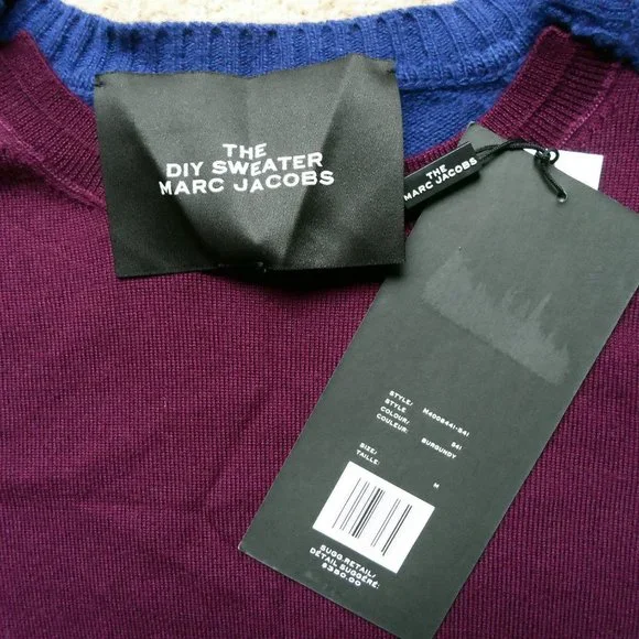 NWT $350 MARC JACOBS THE DIY TWO-TONE WOOL PULLOVER CREW NECK SWEATER JUMPER M - Picture 6 of 9